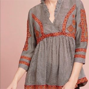 Anthro Moulinette Soeurs Francine embroidered top